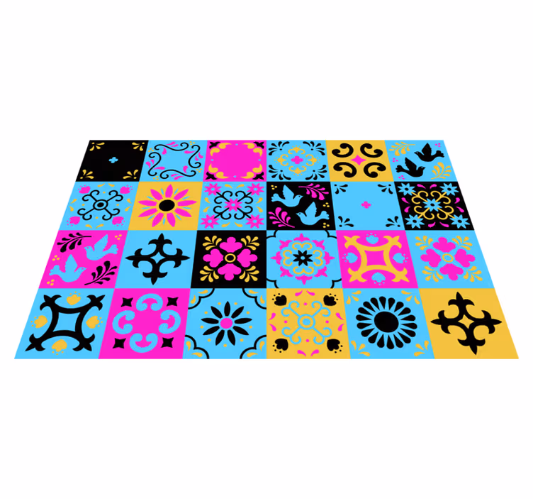 Alfombra vinílica mosaico patrón colorido - TenVinilo