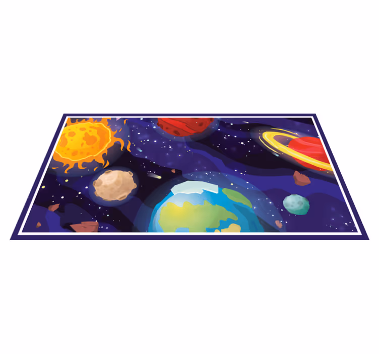 Alfombra vinílica estrellas escena de exploración cósmica - TenVinilo