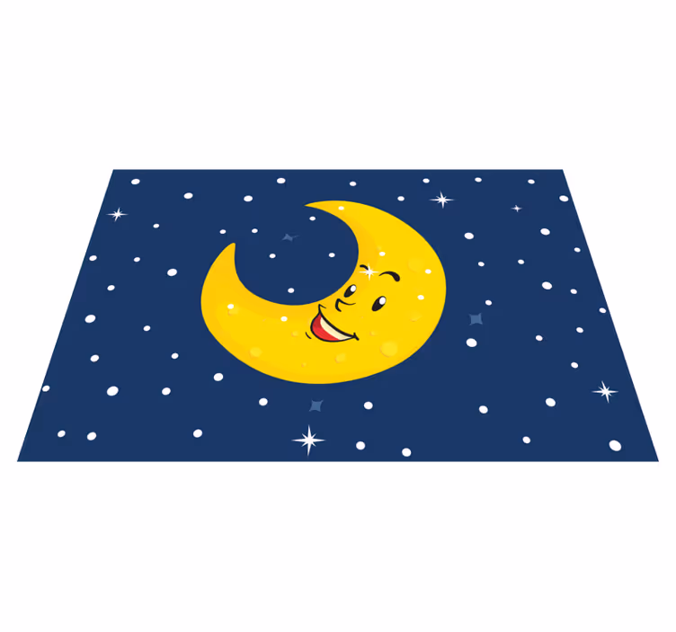 Alfombra vinílica bebé luna feliz sonriendo - TenVinilo