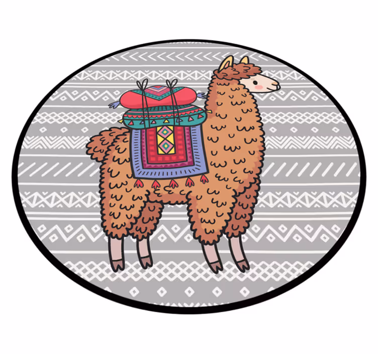 Alfombra vinílica infantil llama con silla de montar - TenVinilo