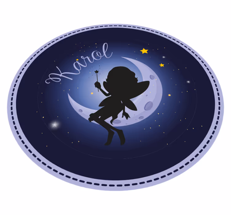 Alfombra vinílica infantil hada de la luna con nombre - TenVinilo