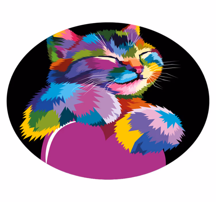 Alfombra vinílica de animales ilustración felina vibrante - TenVinilo