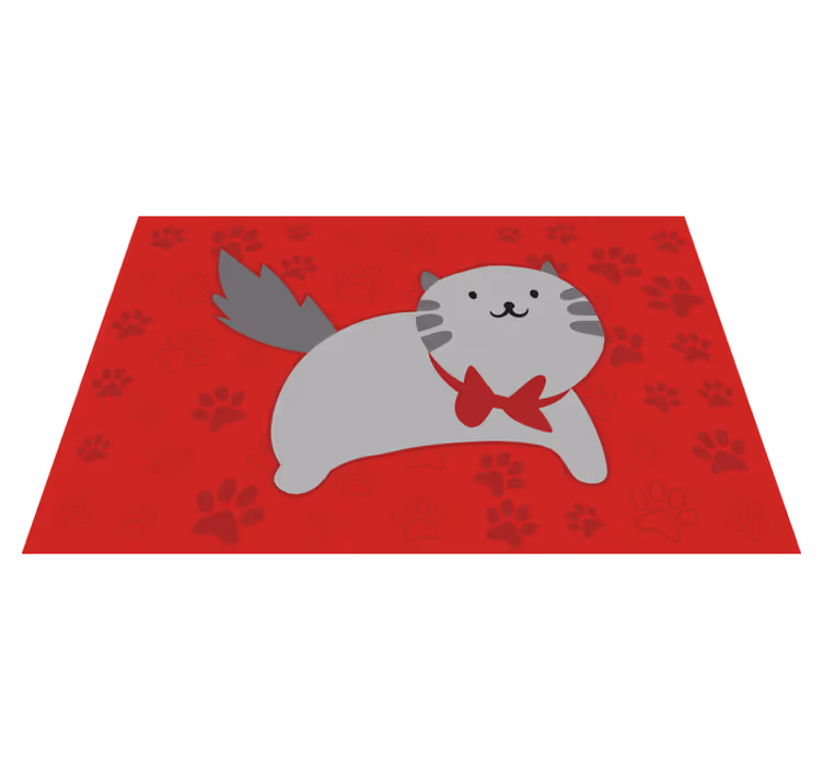 Alfombra vinílica de animales ilustración de gato alegre - TenVinilo