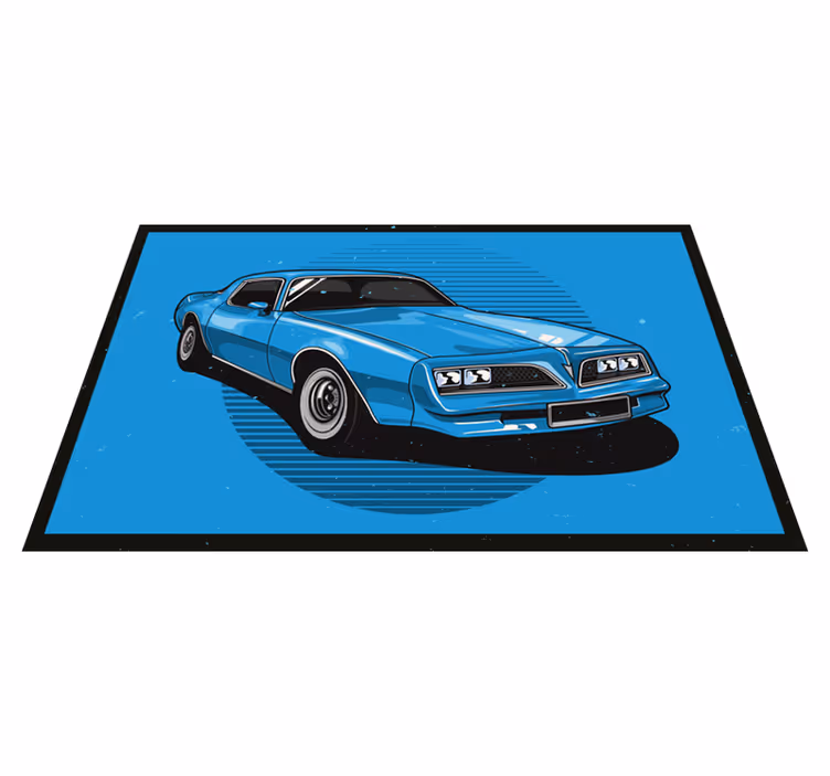 Alfombra vinílica azul coche clásico azul - TenVinilo