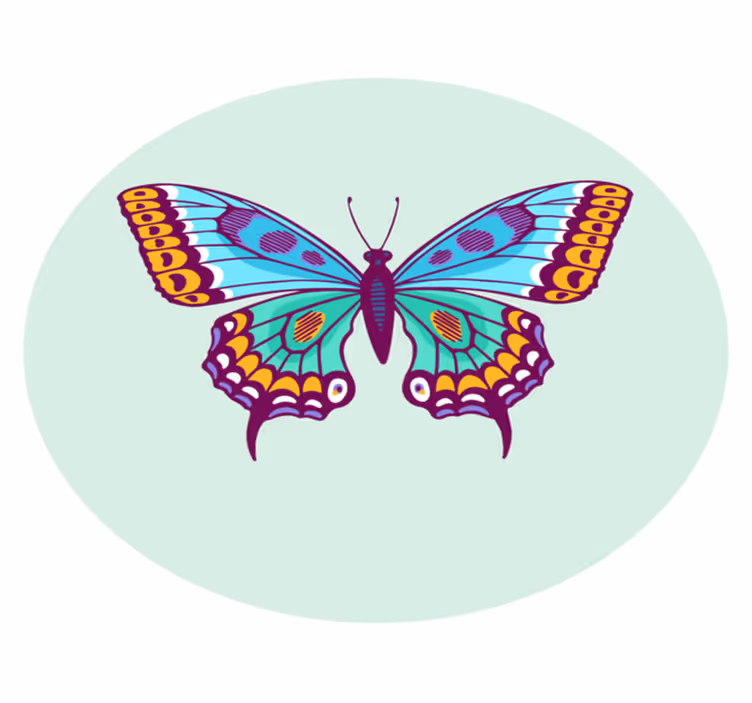 Alfombra vinílica de animales mariposa grande y colorida - TenVinilo
