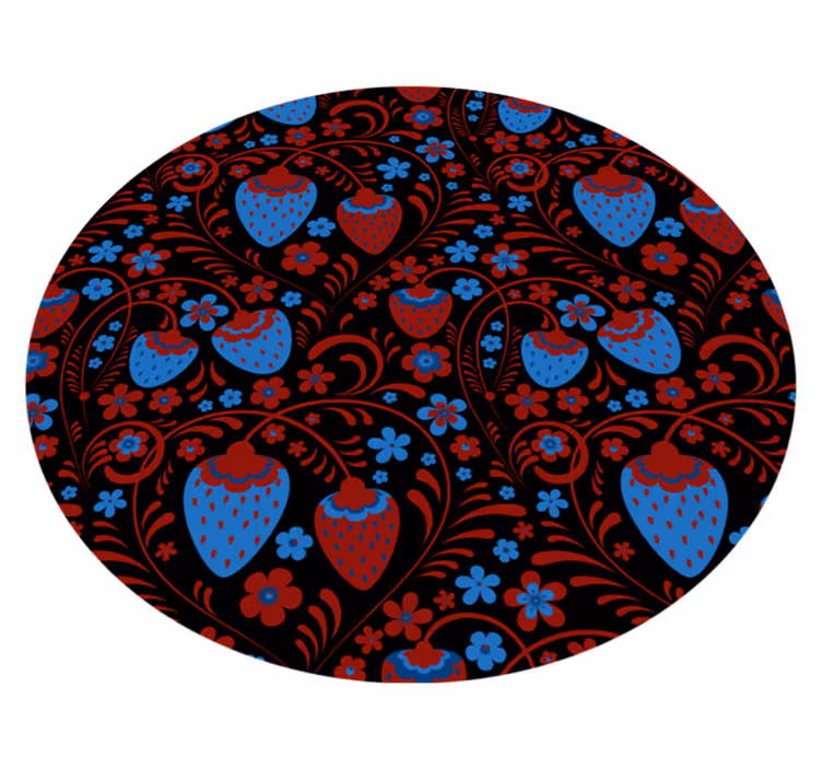 Alfombra vinílica cocina arreglo floral de fresas - TenVinilo