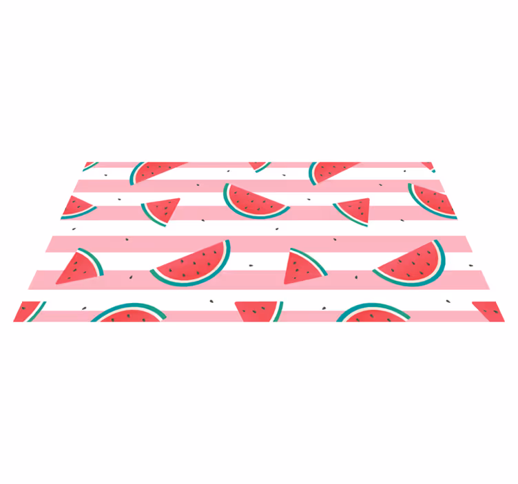 Alfombra vinílica cocina ilustración de una rodaja de sandía - TenVinilo