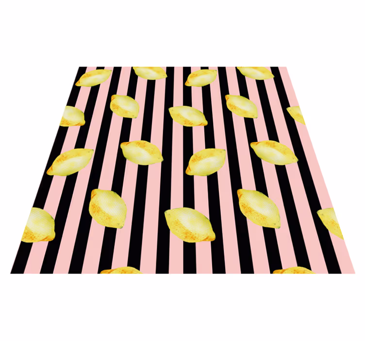 Alfombra vinilo cocina Limones rosas acuarela - TenVinilo