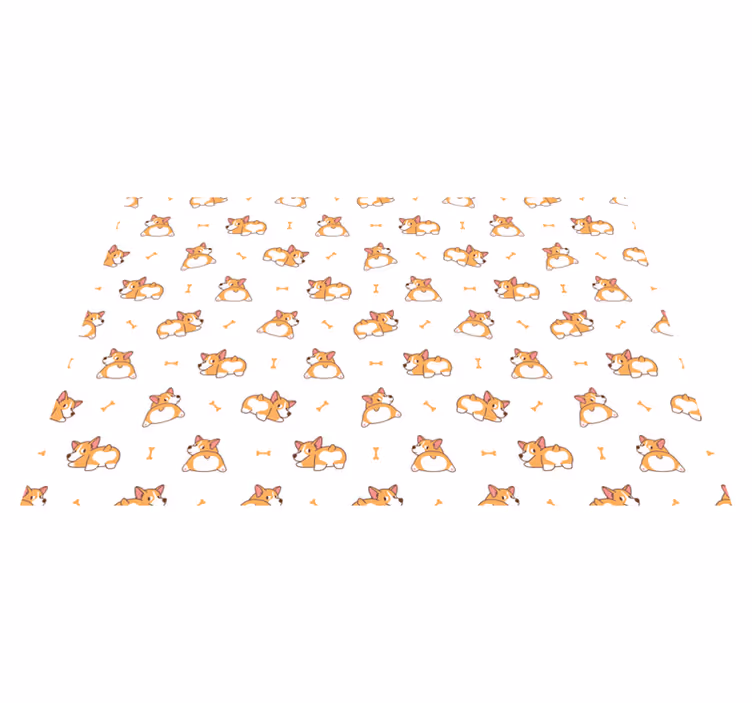 Alfombra vinílica infantil lindos personajes de corgi - TenVinilo