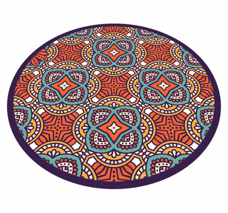 Alfombra vinílica mandala armonía geométrica colorida - TenVinilo