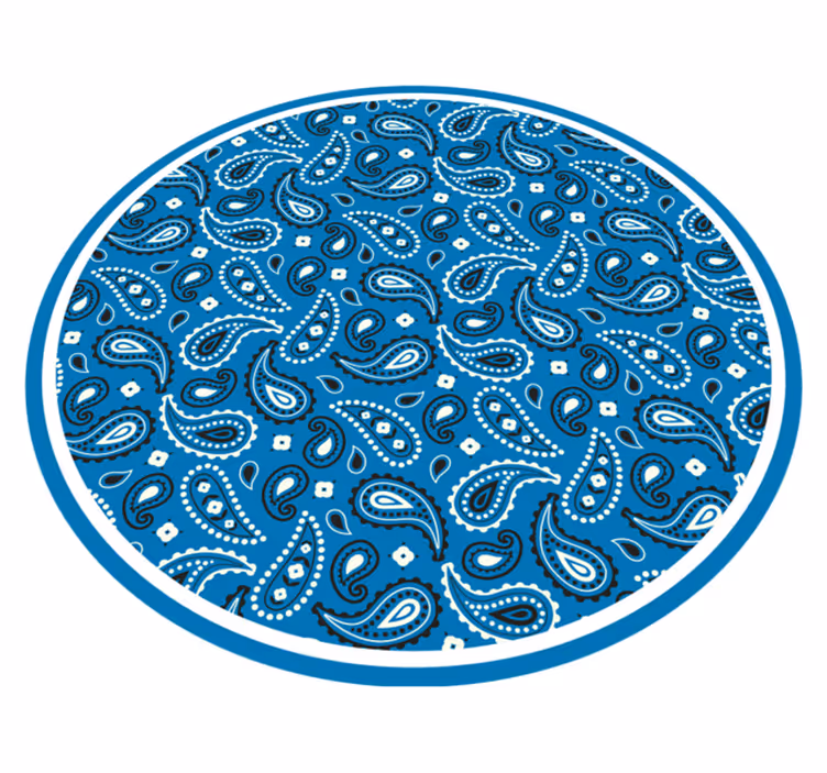 Alfombra vinílica étnica paisley estampado azul - TenVinilo