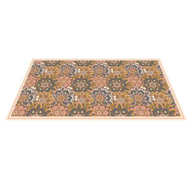 Alfombra vinílica mandala sofisticación del emblema botánico - TenVinilo