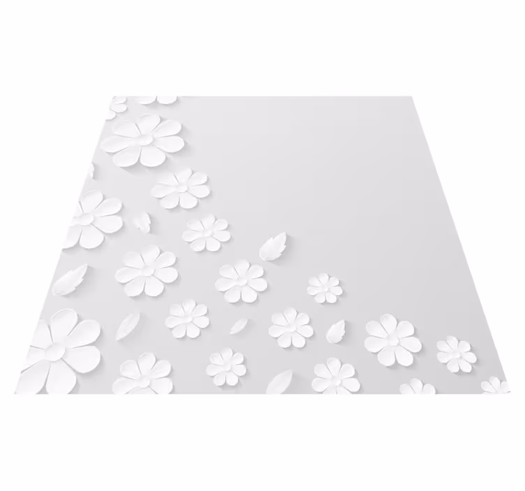 Alfombra vinílica flores patrón floral blanco - TenVinilo