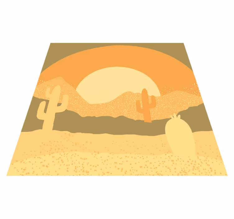 Alfombras vinílicas modernas Desierto atardecer y silueta de cact - TenVinilo