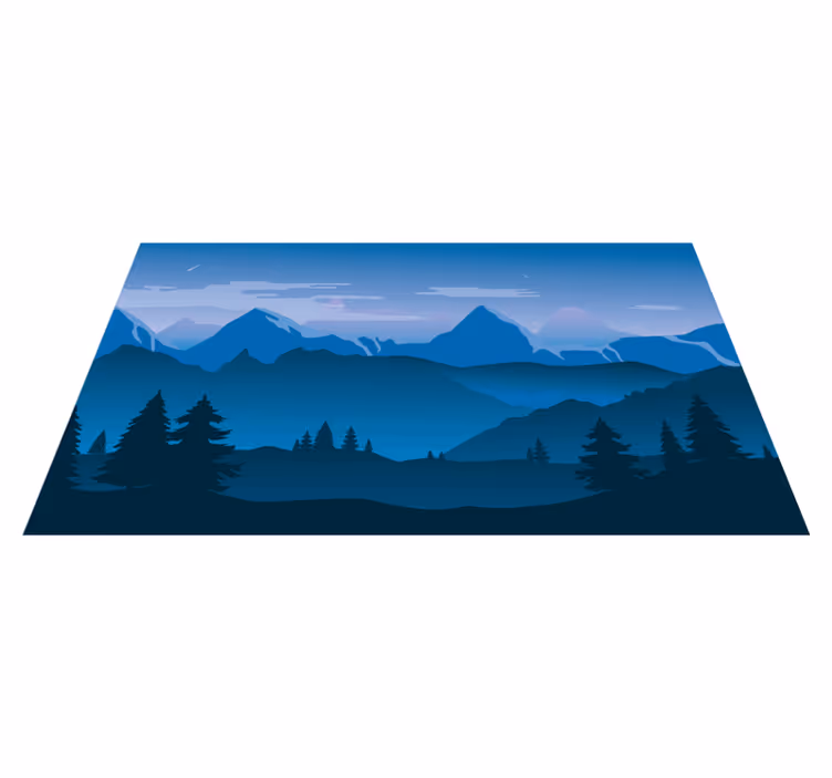 Alfombra vinílica naturaleza escena con vista a la montaña - TenVinilo