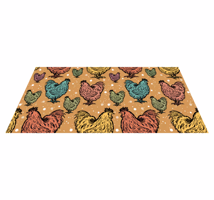 Alfombra vinílica de animales patrones de gallo encantador - TenVinilo