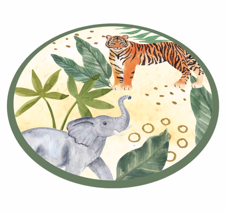 Alfombra vinílica de animales escena salvaje tropical - TenVinilo