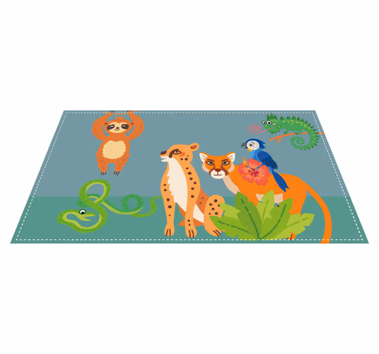 Alfombra vinílica de animales parque de animales jungla - TenVinilo