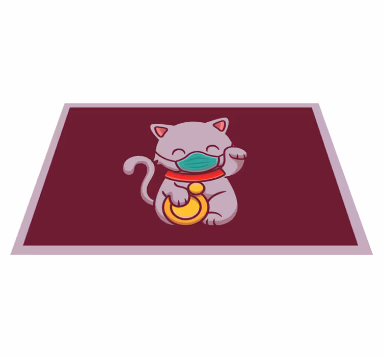 Alfombra vinílica de animales gato con máscara - TenVinilo