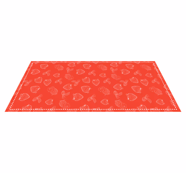 Alfombra vinílica cocina patrón de fresa brillante - TenVinilo