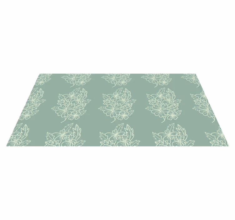 Alfombra vinilo cocina Bonita flor verde minimalista - TenVinilo