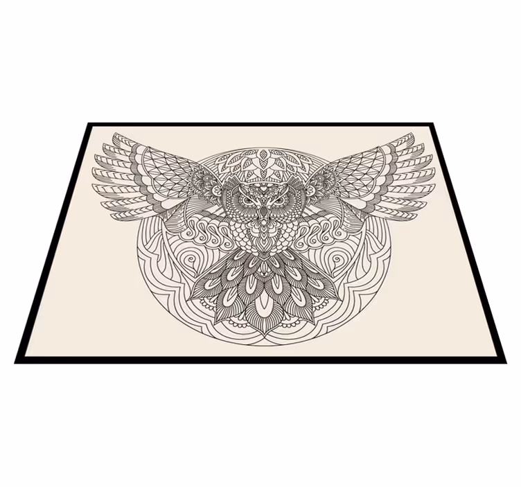 Alfombra vinílica mandala elegante patrón de búho - TenVinilo