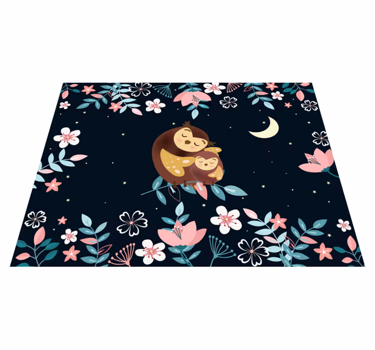 Alfombra vinílica de animales amor de mamá búho - TenVinilo