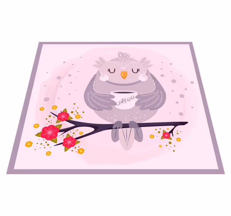 Alfombra vinílica de animales gráfico de búho encantador - TenVinilo