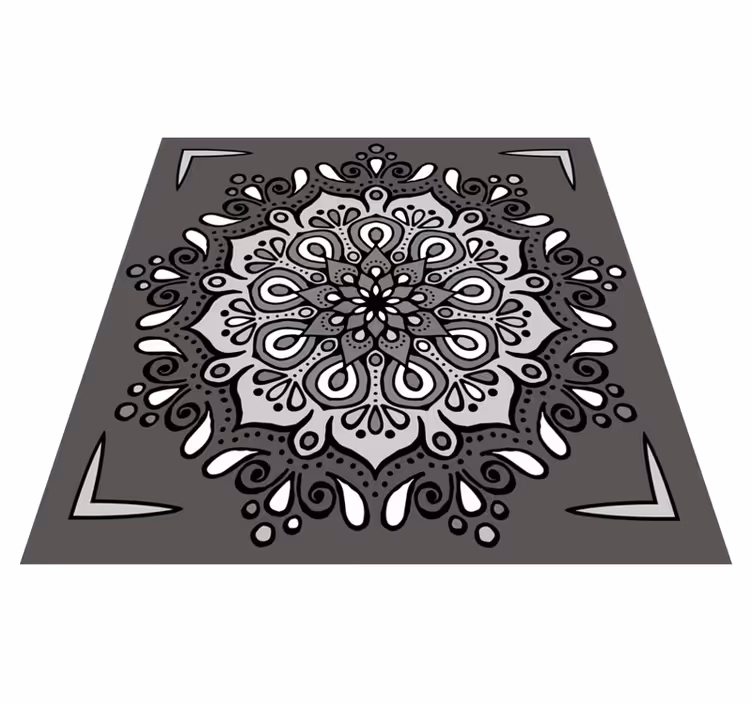 Alfombra vinílica mandala Armónico blanco y negro - TenVinilo