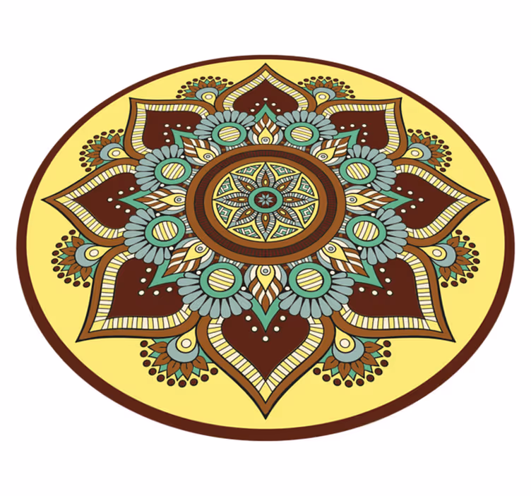 Alfombra vinílica mandala patrón adornado colorido - TenVinilo