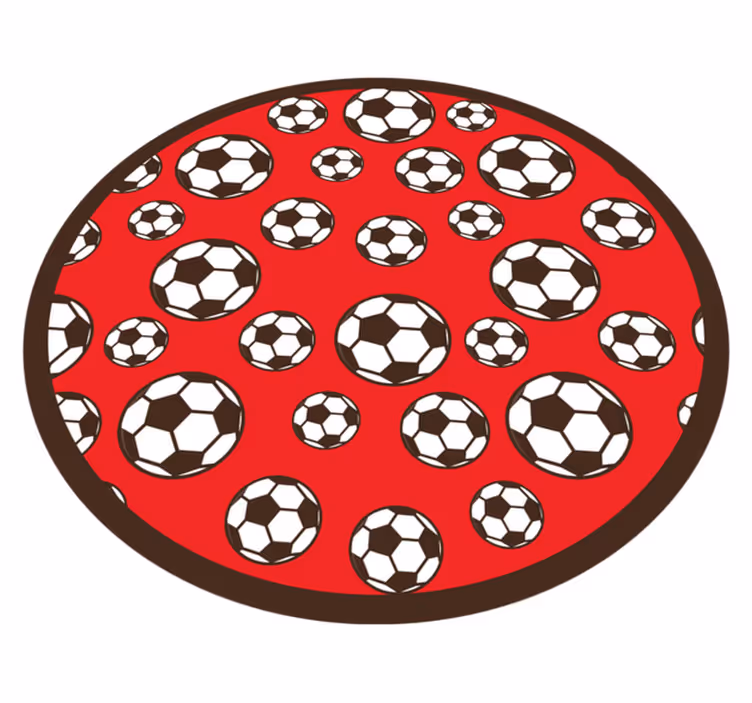 Alfombra vinilo redonda Globos de futbol blancos y marrones - TenVinilo