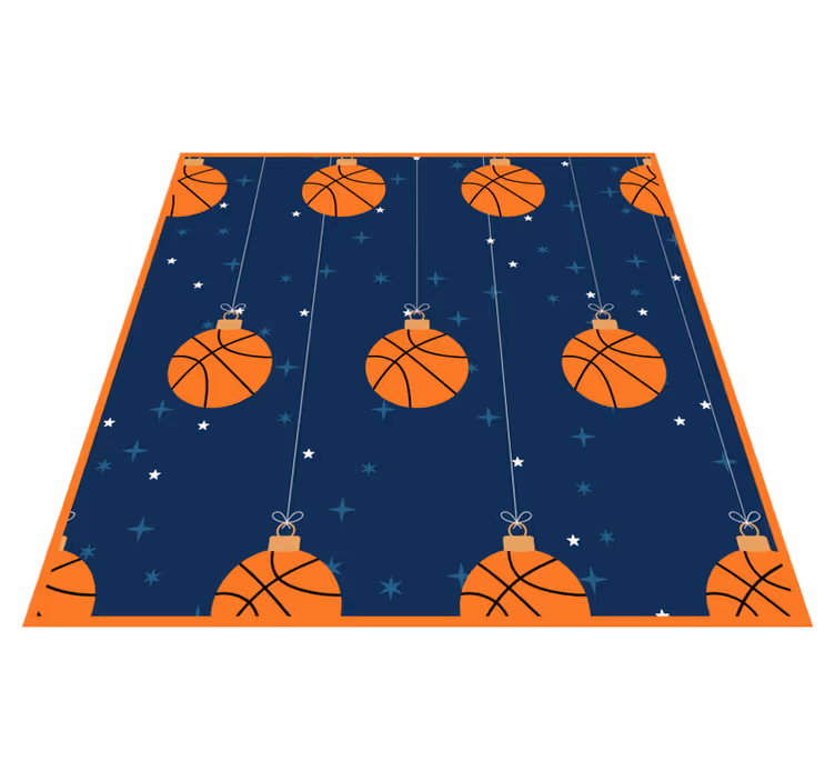 Alfombra vinílica infantil patrón de adorno de baloncesto - TenVinilo