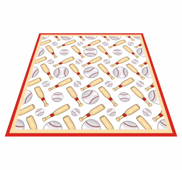 Alfombra vinilo cuadrada Bates y pelotas de beisbol - TenVinilo