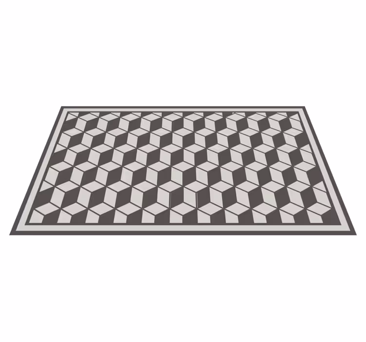 Alfombra de vinilo geométrica Cubos grises 3d con borde - TenVinilo