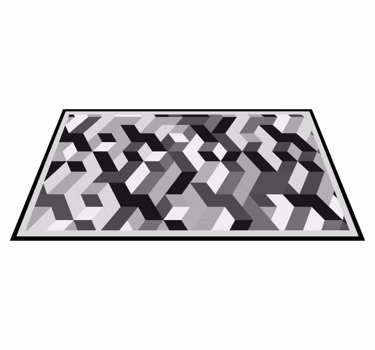 Alfombra vinílica geométrica patrón 3d gris - TenVinilo