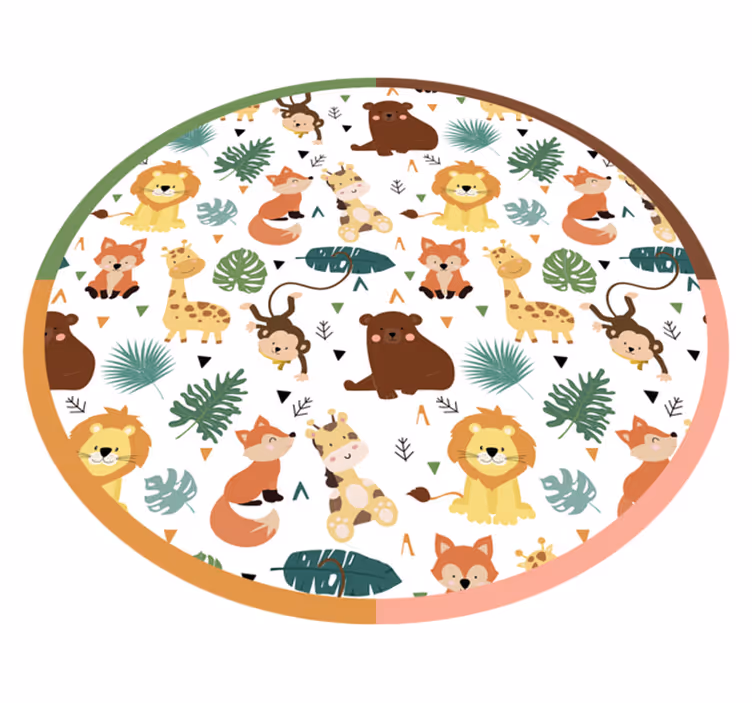 Alfombra vinílica de animales amigos coloridos de la jungla - TenVinilo