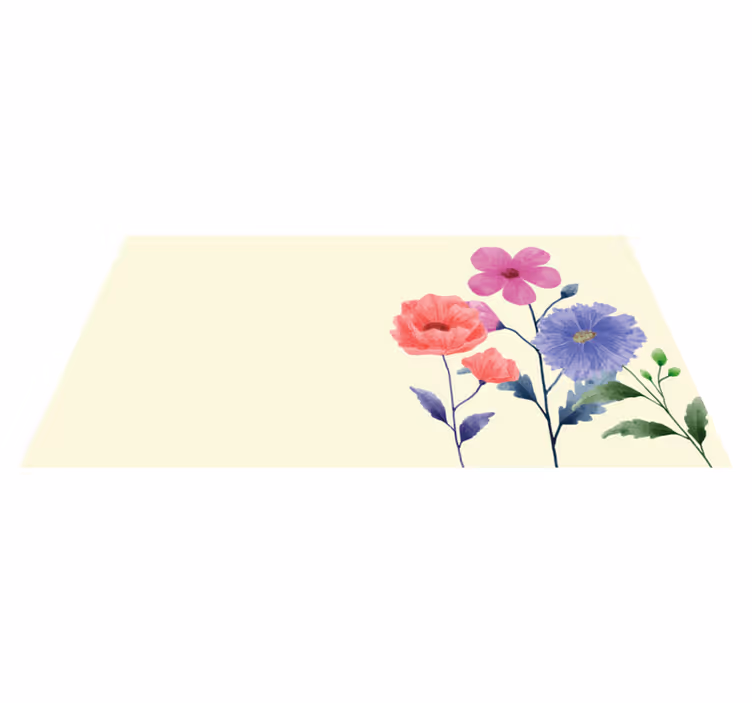 Alfombra vinílica flores composición botánica vibrante - TenVinilo