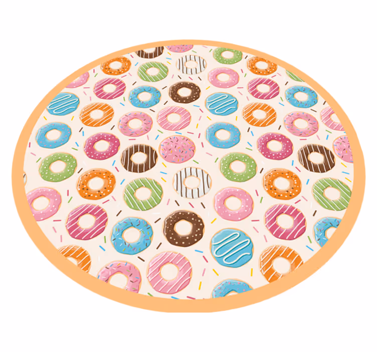 Alfombra vinílica infantil patrón de donuts coloridos - TenVinilo