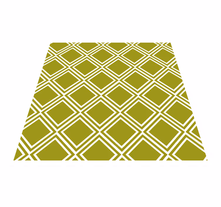 Alfombra de vinilo geométrica Diseño de rombos dorados y blancos - TenVinilo