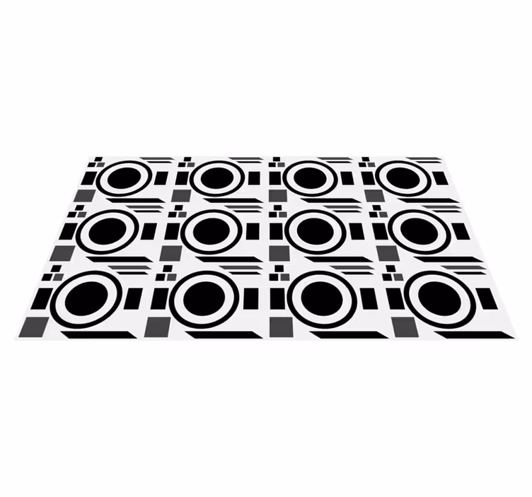 Alfombra vinílica geométrica círculos negros nítidos - TenVinilo