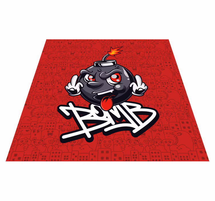 Alfombras vinílicas modernas Botín bebé bomba graffiti dibujos an - TenVinilo