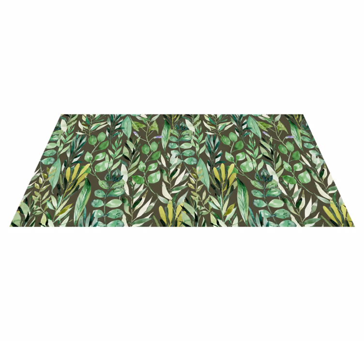 Alfombra vinílica naturaleza patrón de vegetación exuberante - TenVinilo