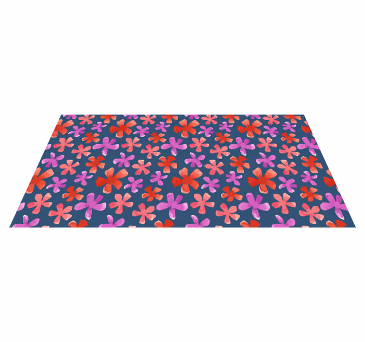 Alfombra vinílica flores patrones morados y rojos - TenVinilo