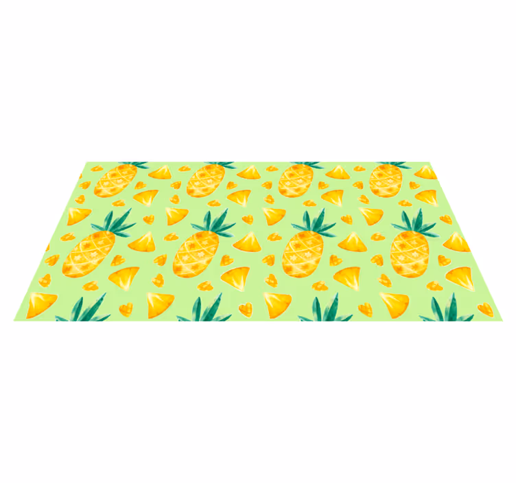 Alfombra vinílica cocina motivo de piña verde - TenVinilo