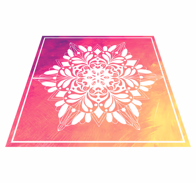 Alfombra vinílica mandala elaborado arreglo botánico - TenVinilo