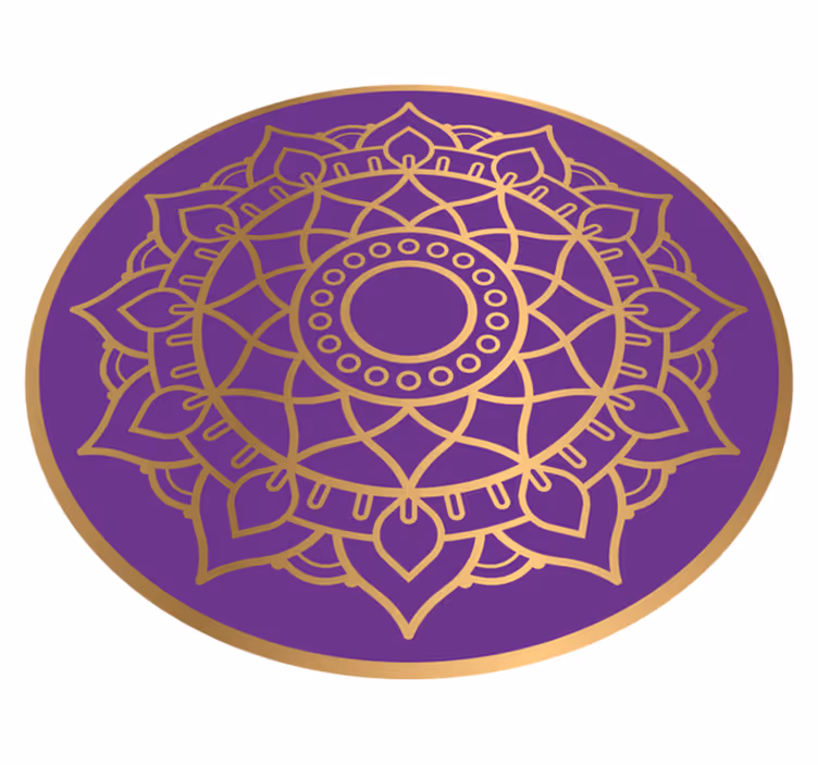 Alfombra vinílica mandala motivo morado y dorado - TenVinilo
