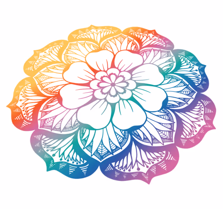Alfombra vinílica mandala Arcoiris colores flor de la vida - TenVinilo