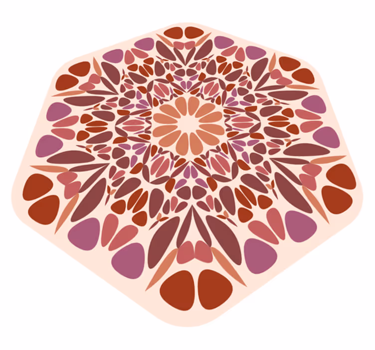 Alfombra vinílica mandala elemento floral animado - TenVinilo