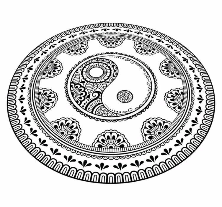 Alfombra vinílica mandala elemento redondo gris - TenVinilo