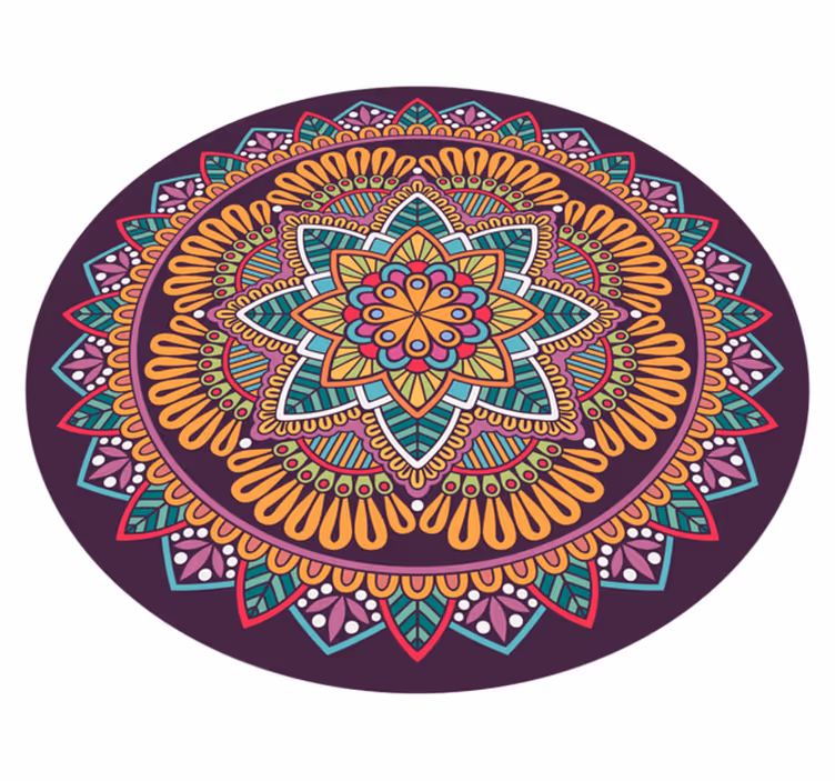 Alfombra vinílica mandala Forma de flor de mandala abstracto - TenVinilo